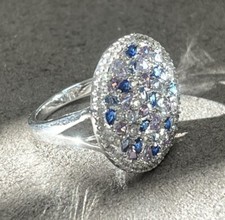 Ring .925 Sterlingsilber Kristall Saphir lila Stein Größe 9 7,5 g Kreisring 