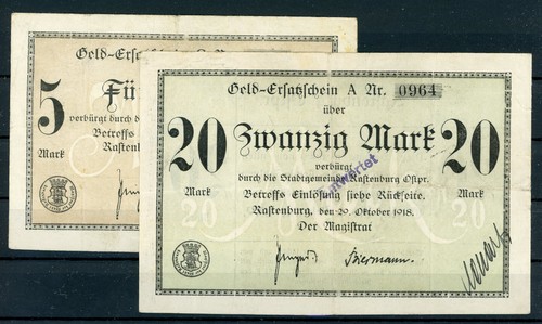 Rastenburg scheine notgeld - scheine,