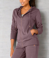 BENCH. LOUNGEWEAR Sweatjacke mit Taschen und Zipper mauve-meliert - Gr. 36/38