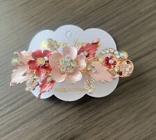 elegante  Haarspange Haarklammer Strass Blume  9 x 2,7 cm