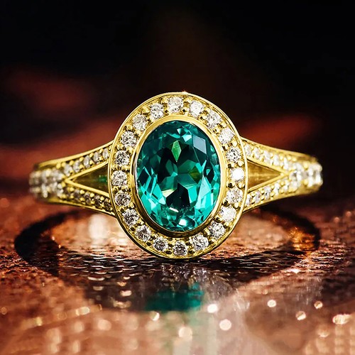 Ring gold ovaler grüner - gold,