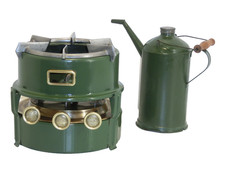 Original Petroleum-Tischofen Herd 3-Docht Kocher Heizung um 1900 mit Kanne