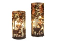 Formano Deko Licht "Abendlicht" Natur Hirsch Winterlandschaft Bäume LED Timer