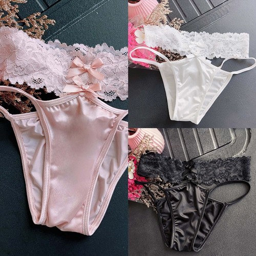 Satin slip mit spitze - spitze, schleife