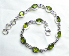 Armband 925 Silber massiv mit fac. Peridot Olivin Tropfen und Oval ca 10 g NEU