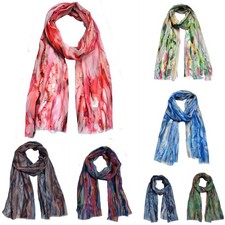 Seide Seidentuch Langschal Schal Halstuch Tuch Damen Farbverlauf Blumen 