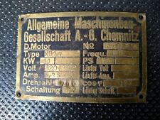 Schild Messing Maschinenfabrik AG Werbung Chemnitz Fabrik alt 