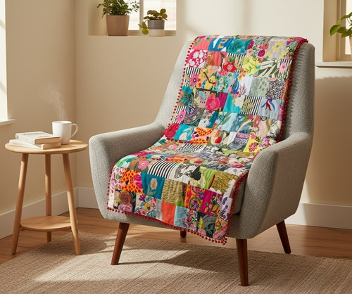 Patchwork überwurf recycelte - patchwork,