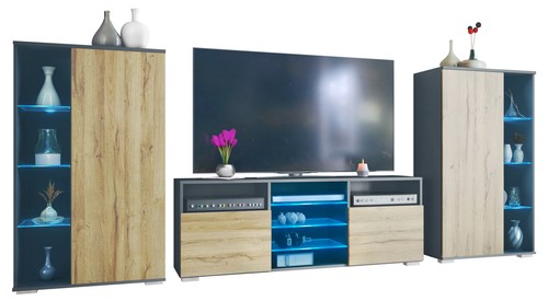 Wohnwand lowboard vitrine - wohnwand,