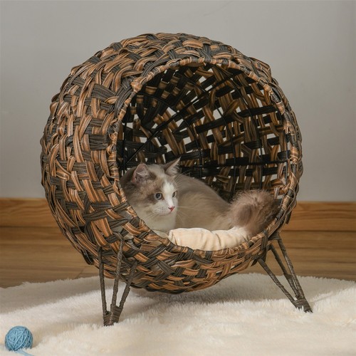 Katzenhaus aus rattan mit - katzenhaus,
