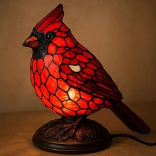 Cardinal Bird Schreibtisch Lampe Rotharz Vogellampen für Weihnachtskunstdekorat
