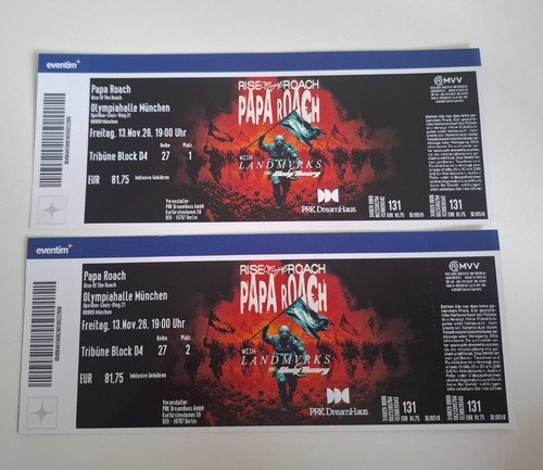 Papa roach konzertkarten - papa,