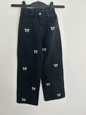 Schwarze Mädchen Jeans Hose Schlaghose Gr. 122