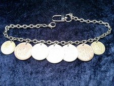 Münztaschenuhrkette, Republik Ceskoslovenska, schwer, massiv, 7 Münzen