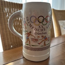 Bierkrug OLYMPISCHE SPIELE 1972 MÜNCHEN - 1 Liter Krug Sammelkrug mit Henkel