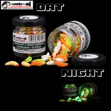Night & Day Glas 52 x Maden Luminous Gummimaden Bienenmaden Aroma Forellenköder