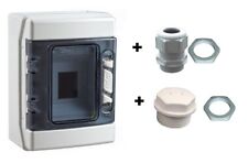 4TE IP65 Aufputz Elektro Feuchtraum Verteiler plombierbar mit Verschraubungen 