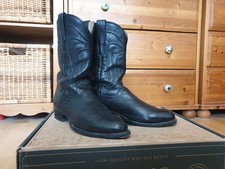 Tecovas The Nolan Cowboystiefel 10.5D 43-44, Echtes Echsenleder Schwarz