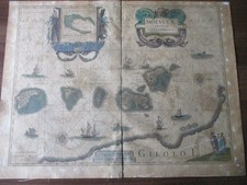 Große alte Landkarte Indonesien Molukken Asien Willem Blaeu Amsterdam 17 Jhrd