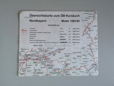 Deutsche Bundesbahn Übersichtskarte zum DB-Kursbuch Nordbayern Winter 1983/84