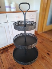 Etagere XXL 3 stöckig Metall Schwarz 90 cm hoch