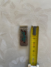 Money Clip , Sterling Silber mit Einlage Türkis u. Koralle , Geldscheinklammer