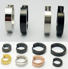 1 Paar MATTE Glanz Edelstahl Creolen Ohrringe Klappcreolen Ohrstecker Männer