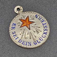 Antiker Anhänger 800er Silber Victorian Charm German Glücksbringer Emaille Stern