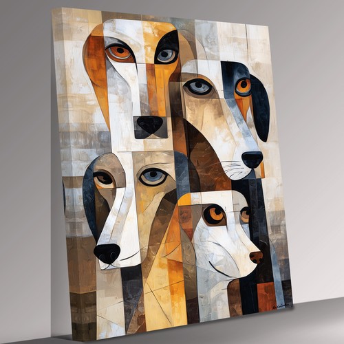 Vier hunde kubist picasso stil - hunde,