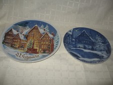 2 Weihnachtsteller Wandteller 1976,Porzellan,