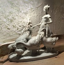 Enns Porzellanmanufaktur Mädchen Mit Gänsen Figur Groß
