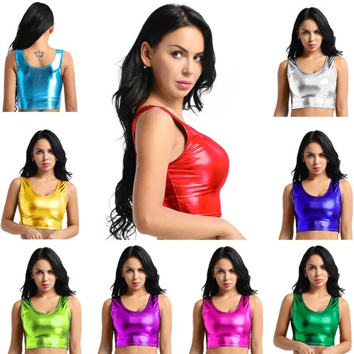 Damen wetlook oberteil tank - wetlook,