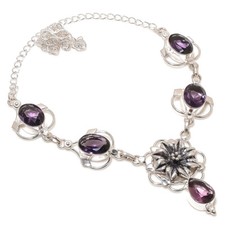 Amethyst Edelstein Handgemacht 925 Sterlingsilber Schmuck Halskette 45.7cm