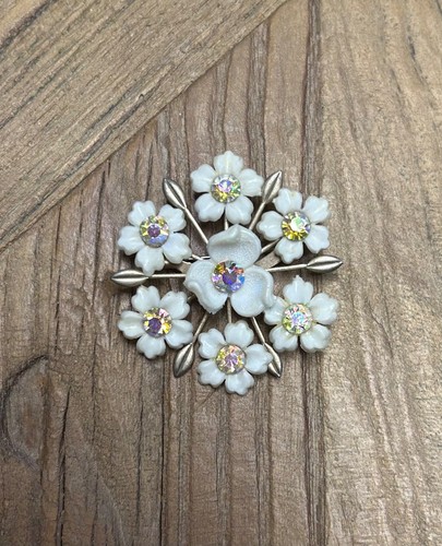 Vintage brosche blumen weiß - blumen,
