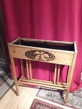 Antikes Hochbeet Blumenständer Regal Holz Brandmalerei Floral Jugendstil (2962)