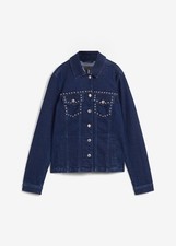 Jeansjacke mit Nieten Gr. 44 Blau Denim Damen Jeans-Jacke Neu