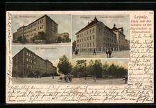 AK Leipzig, Platz mit den Schulen an der Bayerischen- und Elisenstrasse 1905 