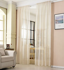 Gardinen Stores Kräuselband Vorhänge transparent Schal Voile Leinen Optik #630