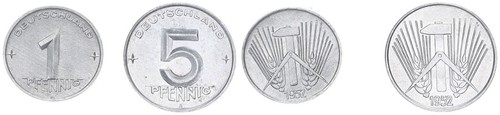Ddr lot pfennig 1und - 1,