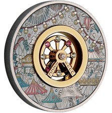 Riesenrad Ferris Wheel 2025 - Tuvalu - im Etui - 2 Oz Silber Antik Finish