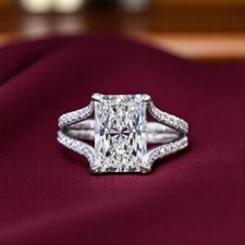 18 Karat Weißgold Verlobungsring Diamant Lab Grown Radiant 4,00 kt IGI-zertif...