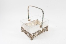 N92Z35- Jugendstil Glas Schale mit versilberter Montierung und Henkel um 1900