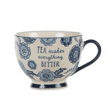 Sass & Belle Blue Willow Blumenbecher Tee macht alles besser Tasse Geschenk verpackt