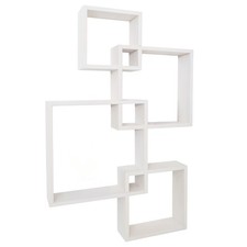 B-Ware Wandregal MCW-P23, Hängeregal Würfelregal Designregal, 4 Regale, weiß