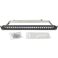 19" Patchpanel Verteilerfeld 24 Port 1HE für Keystone Jack Modul Kabelmanagement
