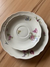 Krautheim Selb Bavaria Kuchenteller und Untasse Sammelteller Blumendekor US Zone