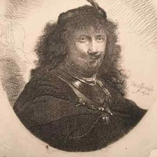 REMBRANDT Radierung bez. Rembrandt f. 1634 Von de Claussin n. Rbt BARTSCH 23,II