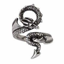 ALCHEMY DRAGONS KÖDER VERSTELLBAR RING Mythical Fantasy Gothic Dragon + GRATIS ETUI