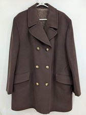 Crombie Zweireiher Wollmantel Jacke Braun Größe 46" Made In Scotland 