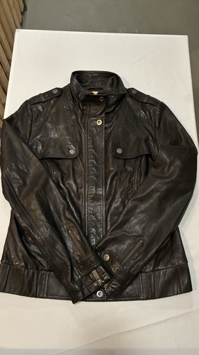 Boss orange vintage lederjacke - orange,